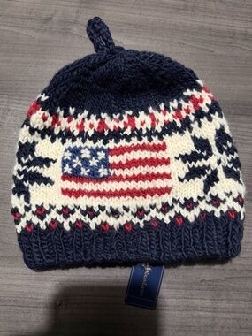 Polo Ralph Lauren Wool Beanie USA 🇺🇸 Flag Made In Uruguay NWT hand knit